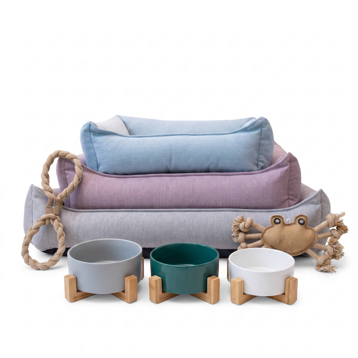DoGood - nachhaltiges Hundezubehör mit Hundebetten, Keramiknäpfen und Hundespielzeug aus Baumwolle und Jute