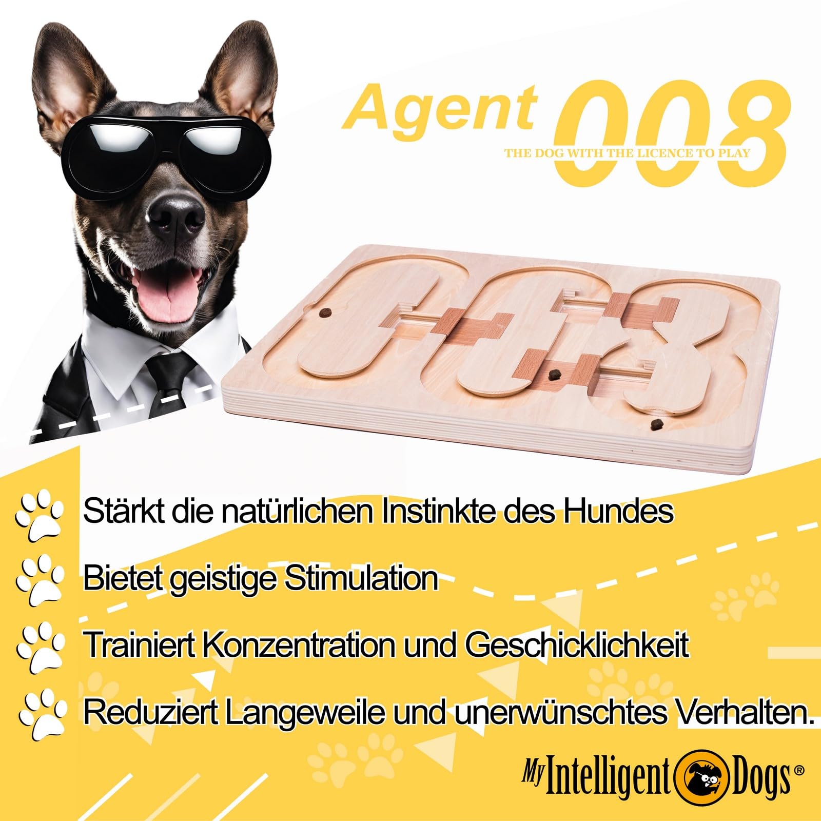 Agent 008 – Intelligenzspielzeug für Hunde Features