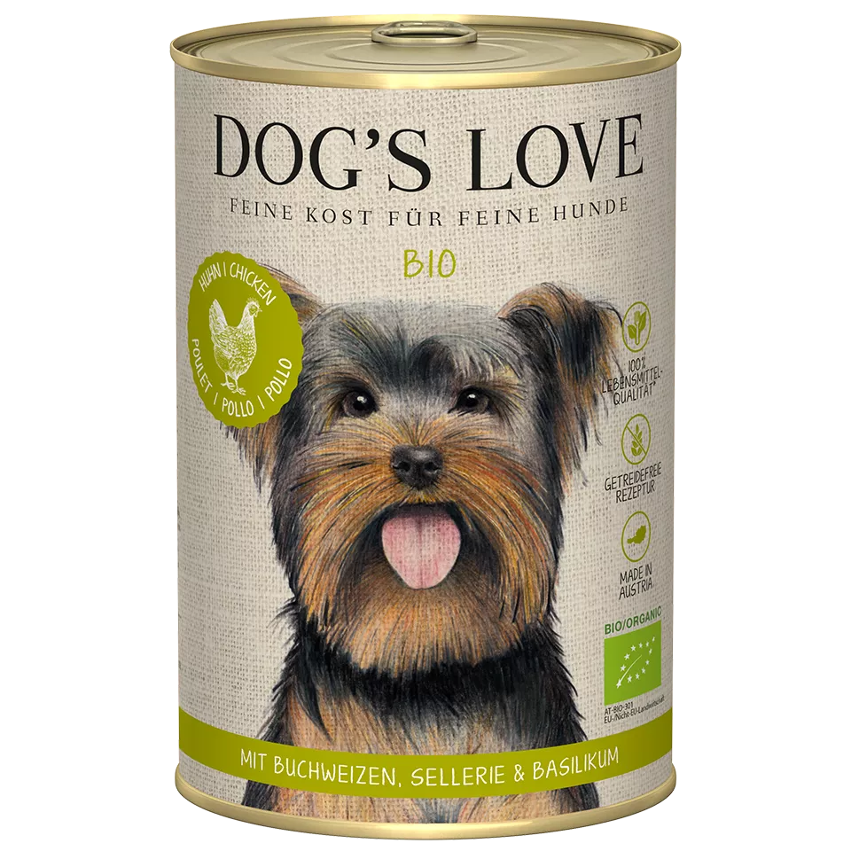 DOG’S LOVE Bio Huhn – getreidefreies Nassfutter für Hunde 400g