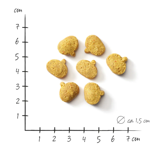 Defu Bio-Hundesnack Kartoffel & Kürbis – vegan Größentabelle