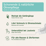 AniForte® Kamillen Ohrenreiniger für Hunde, Katzen und Pferde zur sanften Reinigung der Gehörgänge, Entfernung von Schmutz und Ohrenschmalz und Unterstützung bei Juckreiz. Geeignet für alle Rassen und Ohrformen.