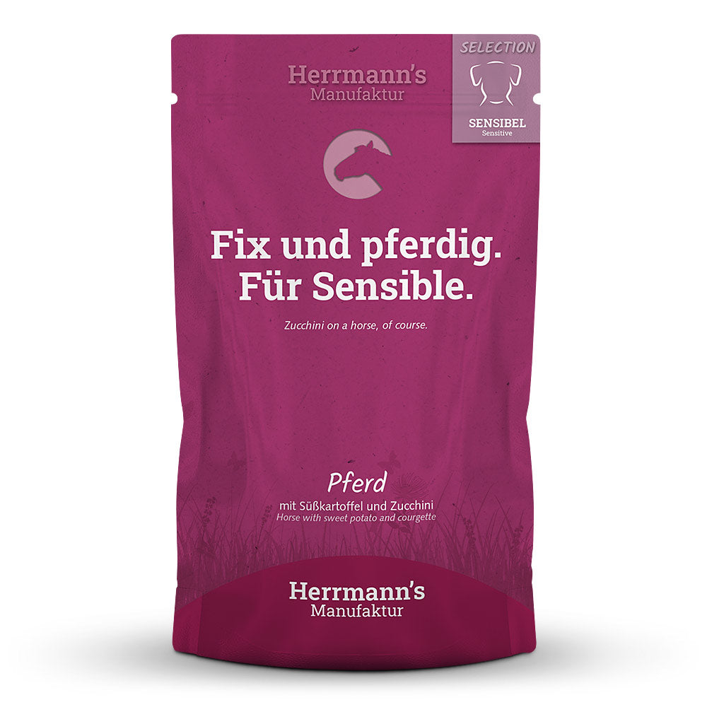 Herrmann Sensibelchen Pferd & Zucchini – Hundenassfutter 150g