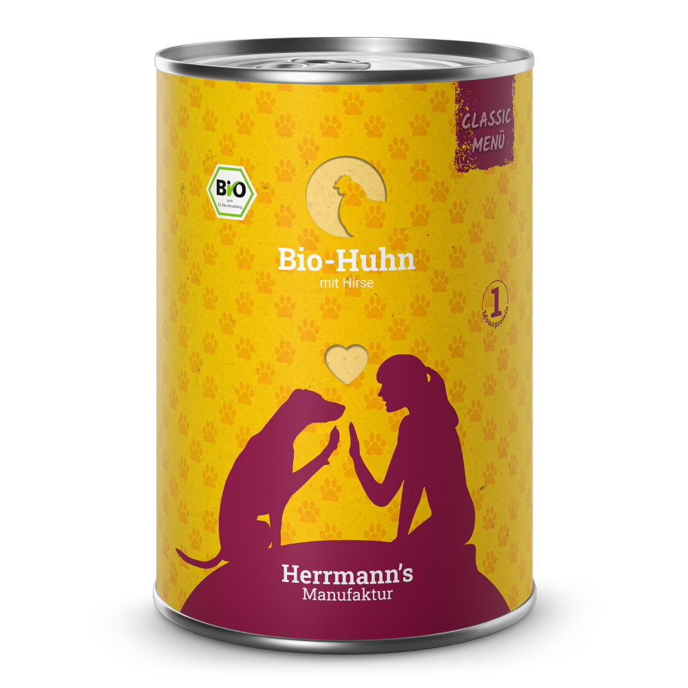 Herrmann’s Bio-Huhn mit Hirse – Hundefutter 400g