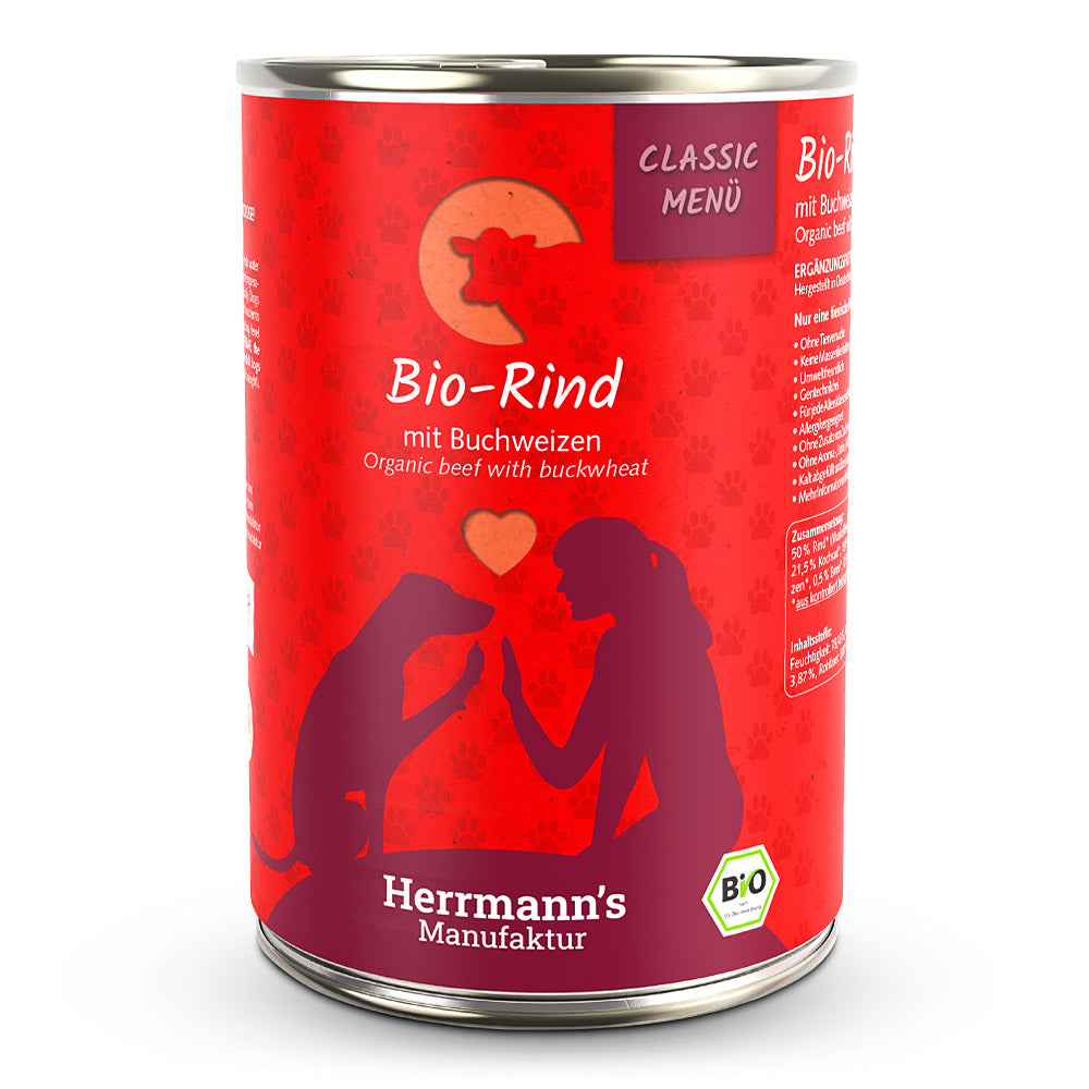 Herrmann’s Bio-Rind mit Buchweizen – Hundefutter 400g