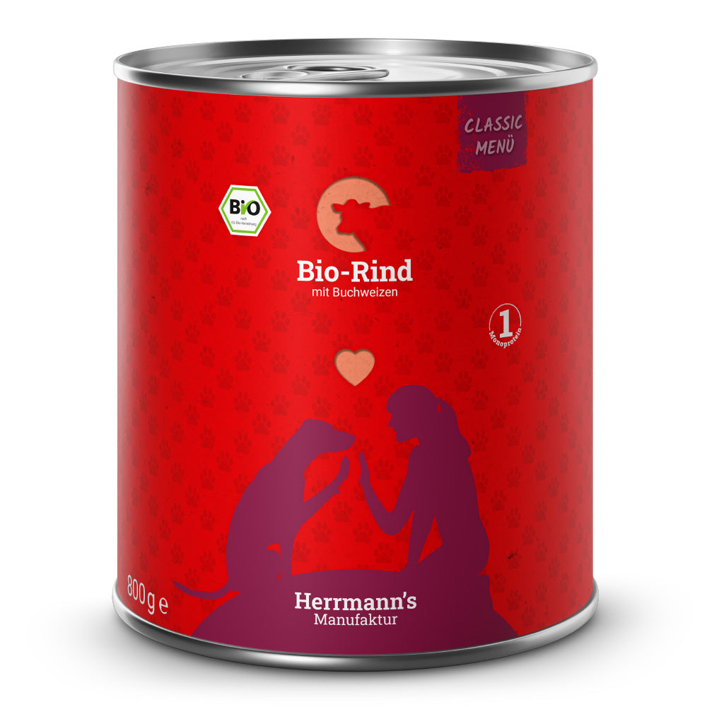 Herrmann’s Bio-Rind mit Buchweizen – Hundefutter 800g