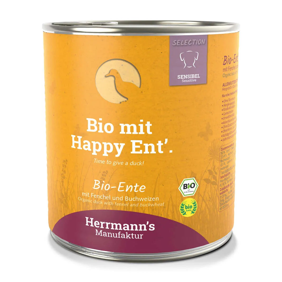 Herrmann’s Sensibel Ente – Bio-Hundefutter für sensible Hunde 800g