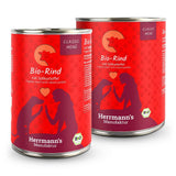 Herrmann’s Classic Bio-Rind mit Zucchini, Kürbis & Süßkartoffel – getreidefreies Ergänzungsfutter für Hunde in zertifizierter Bio-Qualität