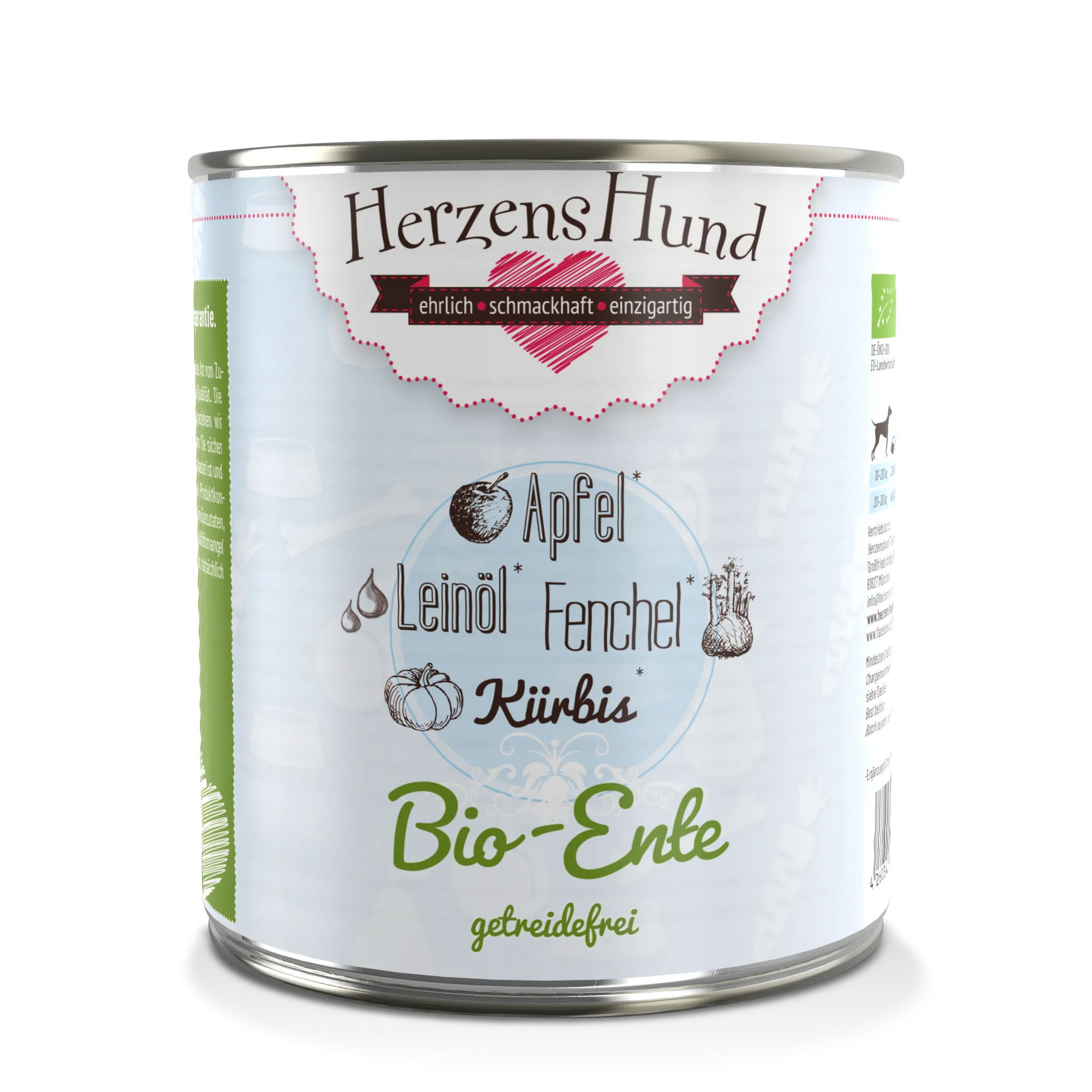 Herzenshund Bio-Ente – Getreidefreies Hundefutter 800g