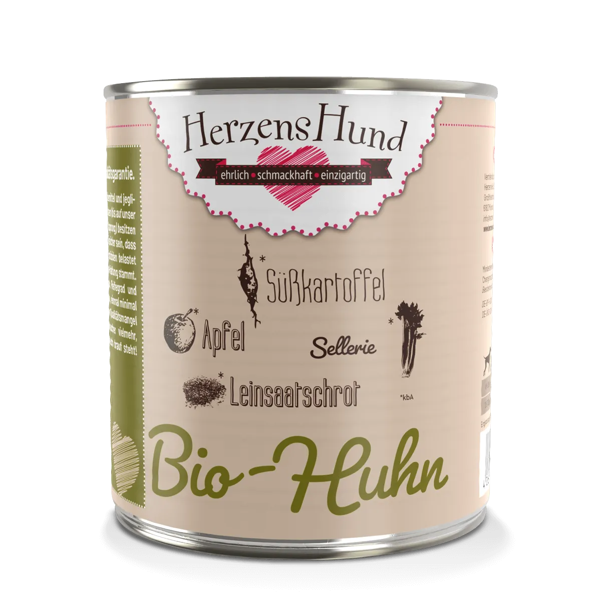 Herzenshund Bio Hundenassfutter Huhn – Sensitive & natürlich 800g