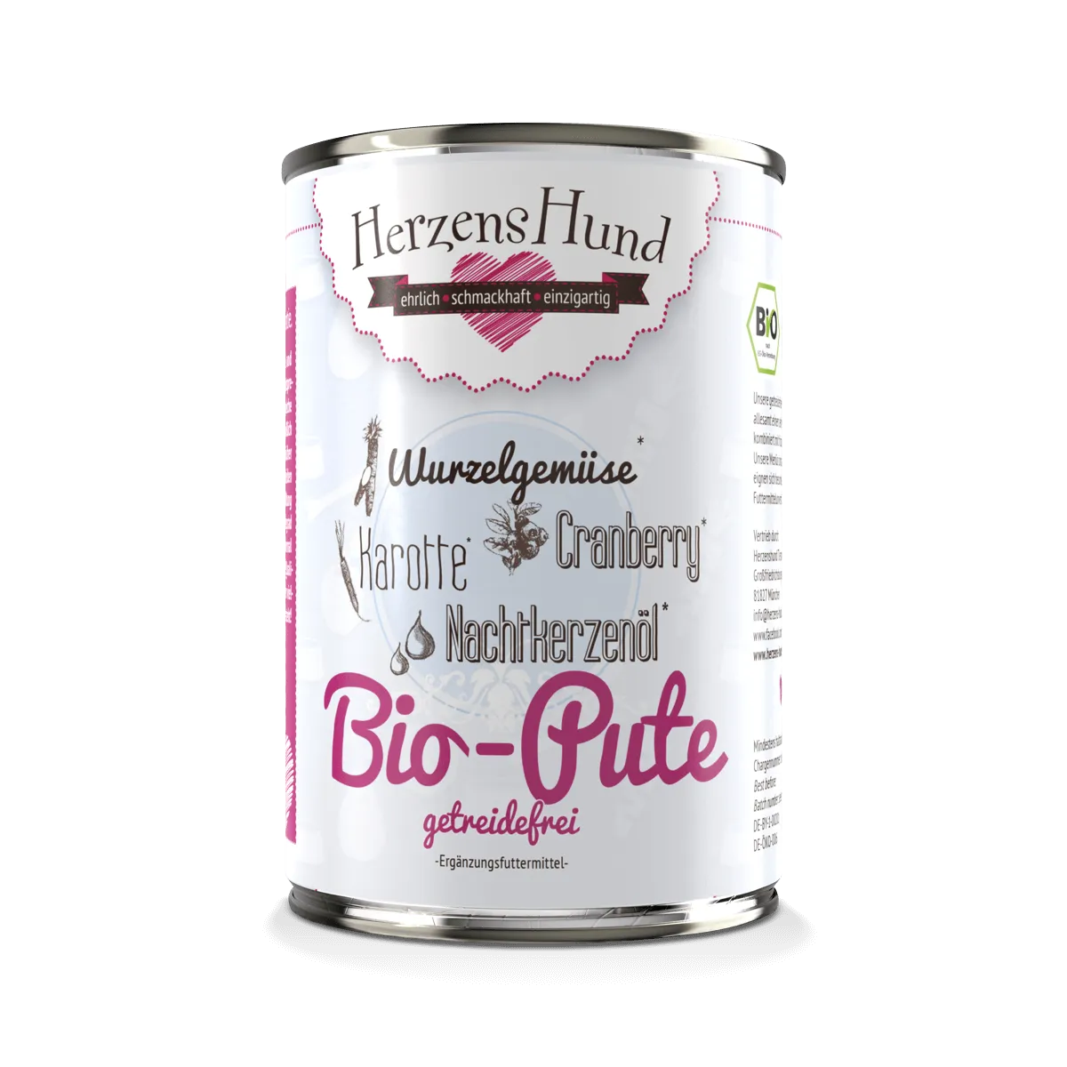 Herzenshund Bio-Pute mit Bio-Karotte -getreidefrei- 400g