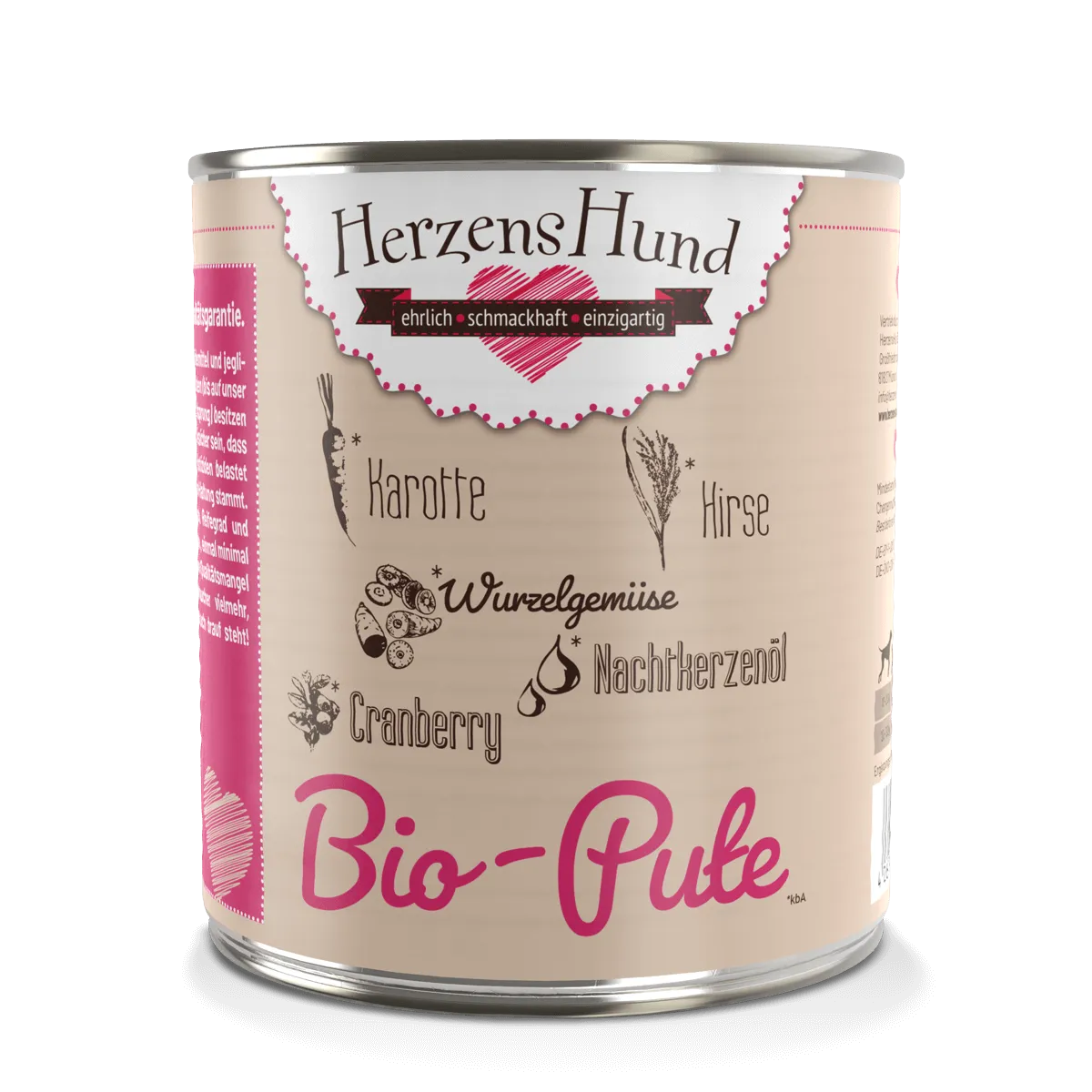Herzenshund Bio Hundenassfutter Pute – Natürlich & sensitiv 800g