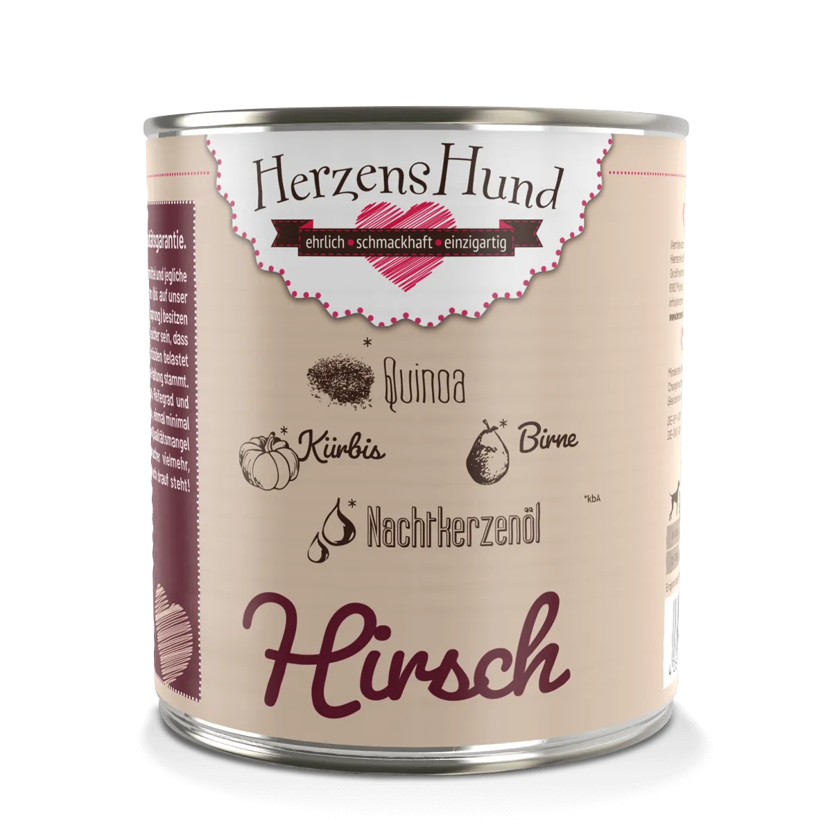 Herzenshund Hirsch – Nassfutter für sensible Hunde 800g