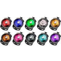 Orbiloc Dog Dual LED-Hundelicht in Leuchtfarbe, befestigt am Hundehalsband, sorgt für maximale Sichtbarkeit bis 5 km bei Dunkelheit, ist wasserdicht, robust und in 10 Farben erhältlich.