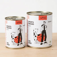 Poodlewohl Sportsfreund Bio Nassfutter Rind Adult für ausgewachsene Hunde in 400g und 800g Dose
