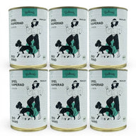 Poodlewohl Bio Juniorfutter Bundle 6x400g mit drei Dosen Gans Junior und drei Dosen Rind Junior als Probierpaket für Welpen und Junghunde