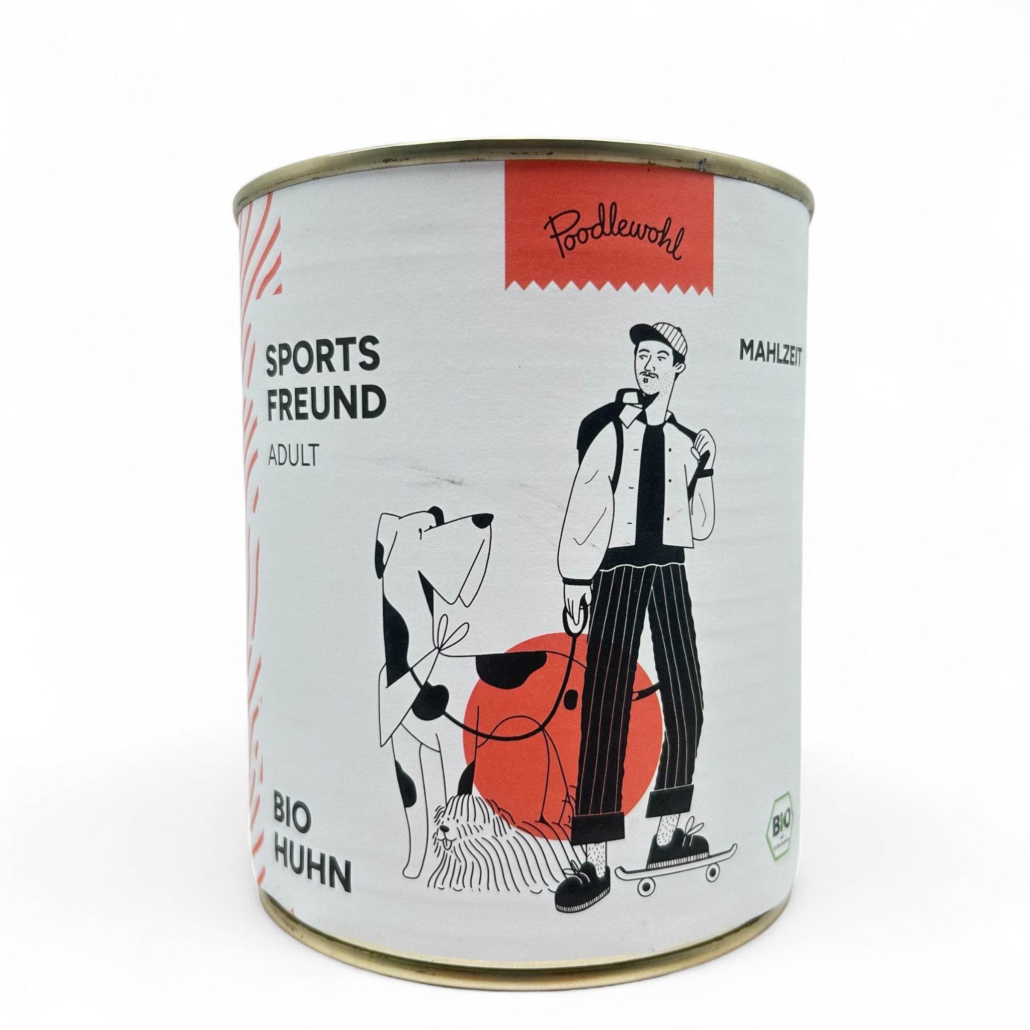 Poodlewohl Huhn Adult Bio-Nassfutter für ausgewachsene Hunde – hochwertige Dose mit Hühnerfleisch, Süßkartoffel, Cranberries und Spirulina