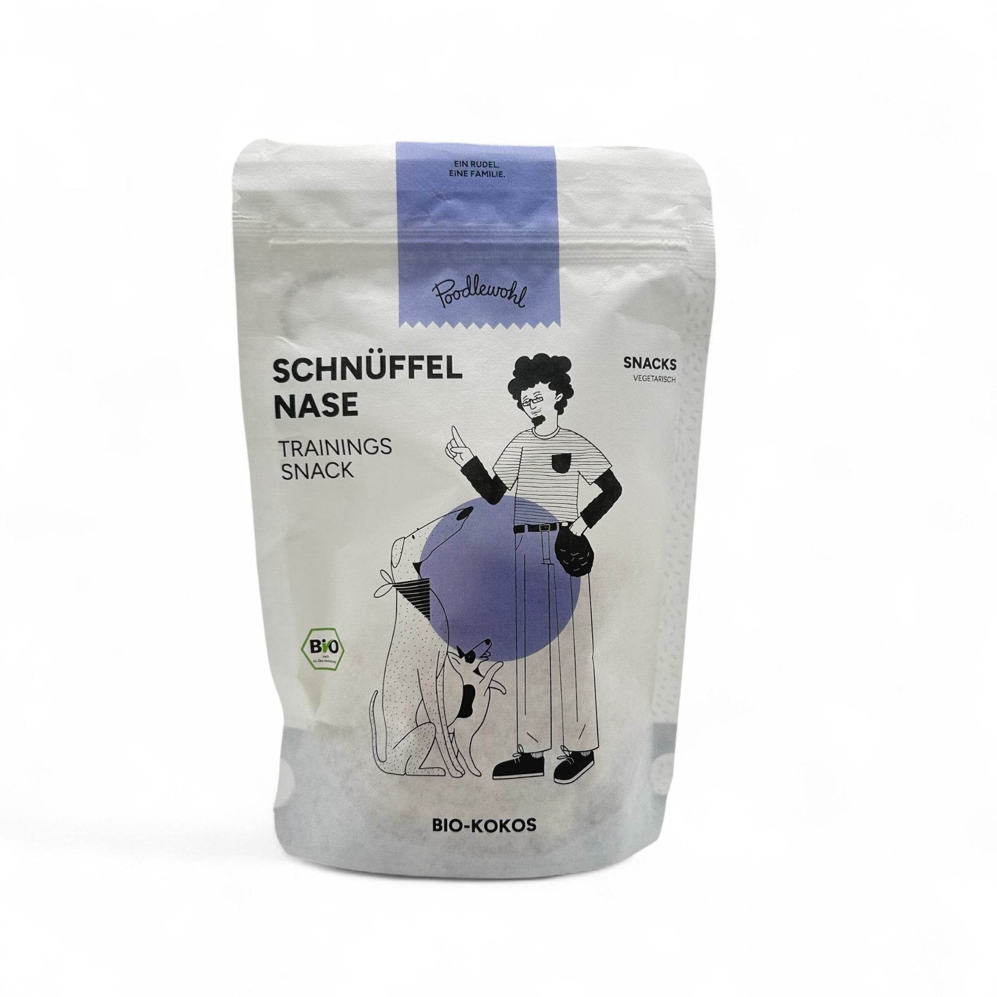 Poodlewohl Schnüffelnase – 100% Bio-Kokosmark, fördert Zahngesundheit und wirkt antibakteriell. Beruhigt den Magen und unterstützt die Verdauung, ideal als abendlicher Snack oder Belohnung. Getreidefrei und allergikerfreundlich, ohne künstliche Zusätze.