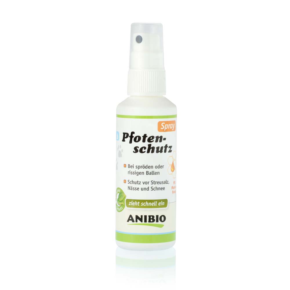 ANIBIO Pfotenschutz Spray mit Manuka Honig – natürliche Pflege für Hundepfoten bei spröden und rissigen Ballen, Schutz vor Kälte, Schnee und Streusalz