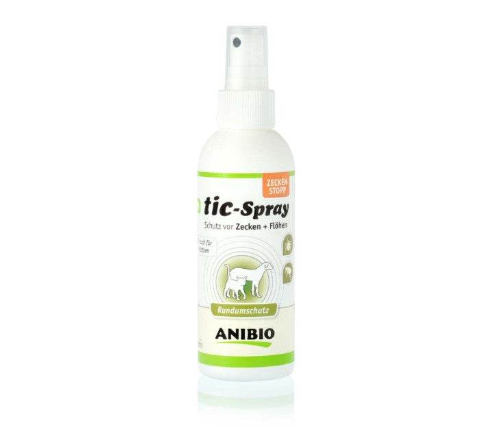 ANIBIO tic.Spray natürlicher Zeckenschutz für Hunde und Katzen – pflanzliches Spray gegen Zecken, Flöhe und Milben, ohne Alkohol, wasserfest und hautpflegend
