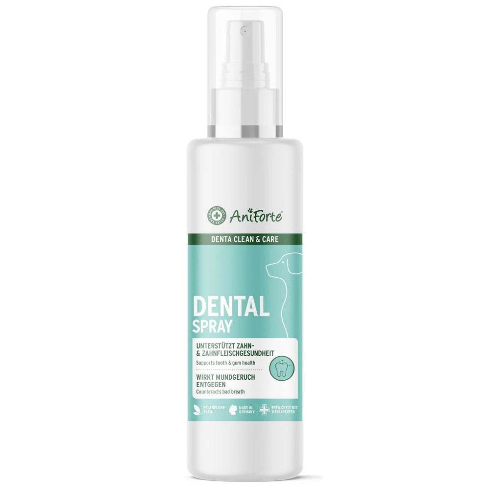 AniForte® Denta Clean & Care Dentalspray für Hunde zur Zahnpflege, frischem Atem und Unterstützung der Zahn- und Zahnfleischgesundheit mit natürlichen Pflanzenextrakten, Totes Meer Salz und flüssigem Calcium.
