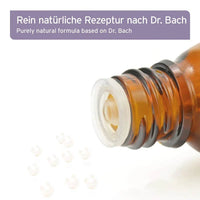 Flasche mit Globuli nach der Rezeptur von Dr. Bach, entwickelt, um Tiere bei Angstzuständen durch Gewitter, Silvester oder Feuerwerk zu unterstützen. Die Globuli sind geeignet für Hunde, Katzen, Kleintiere und Pferde.