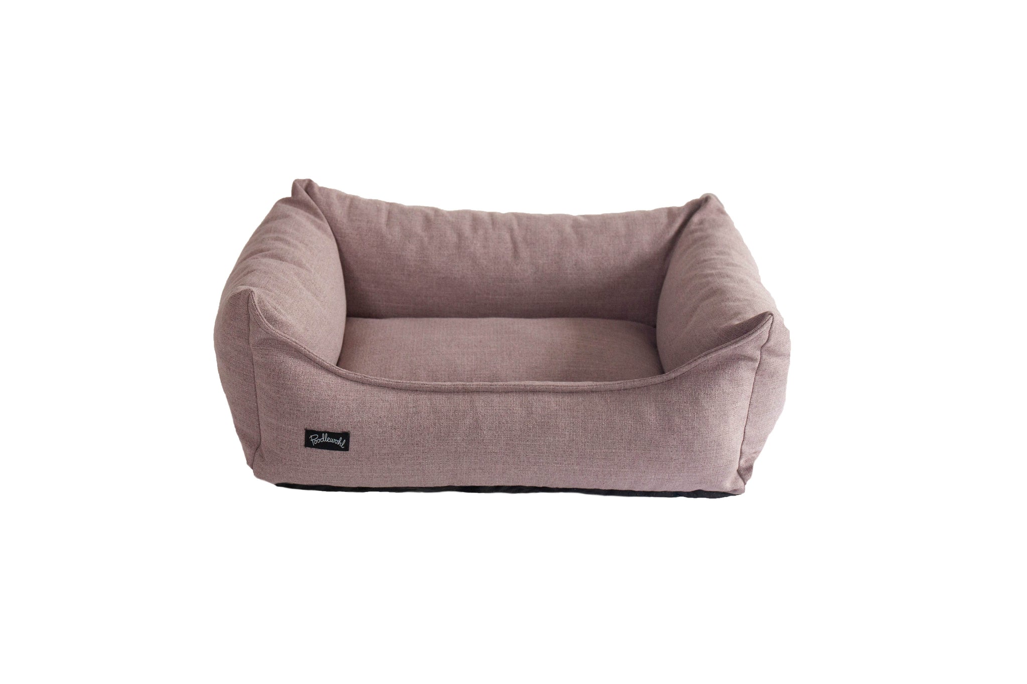 Farbe Berry, nachhaltiges Hundebett mit abnehmbarem und waschbarem Bezug, das aus recyceltem Textil gefertigt wurde.