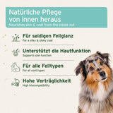 Natürliche Pflege für glänzendes Fell und gesunde Hautfunktion, geeignet für alle Felltypen, mit hoher Verträglichkeit.