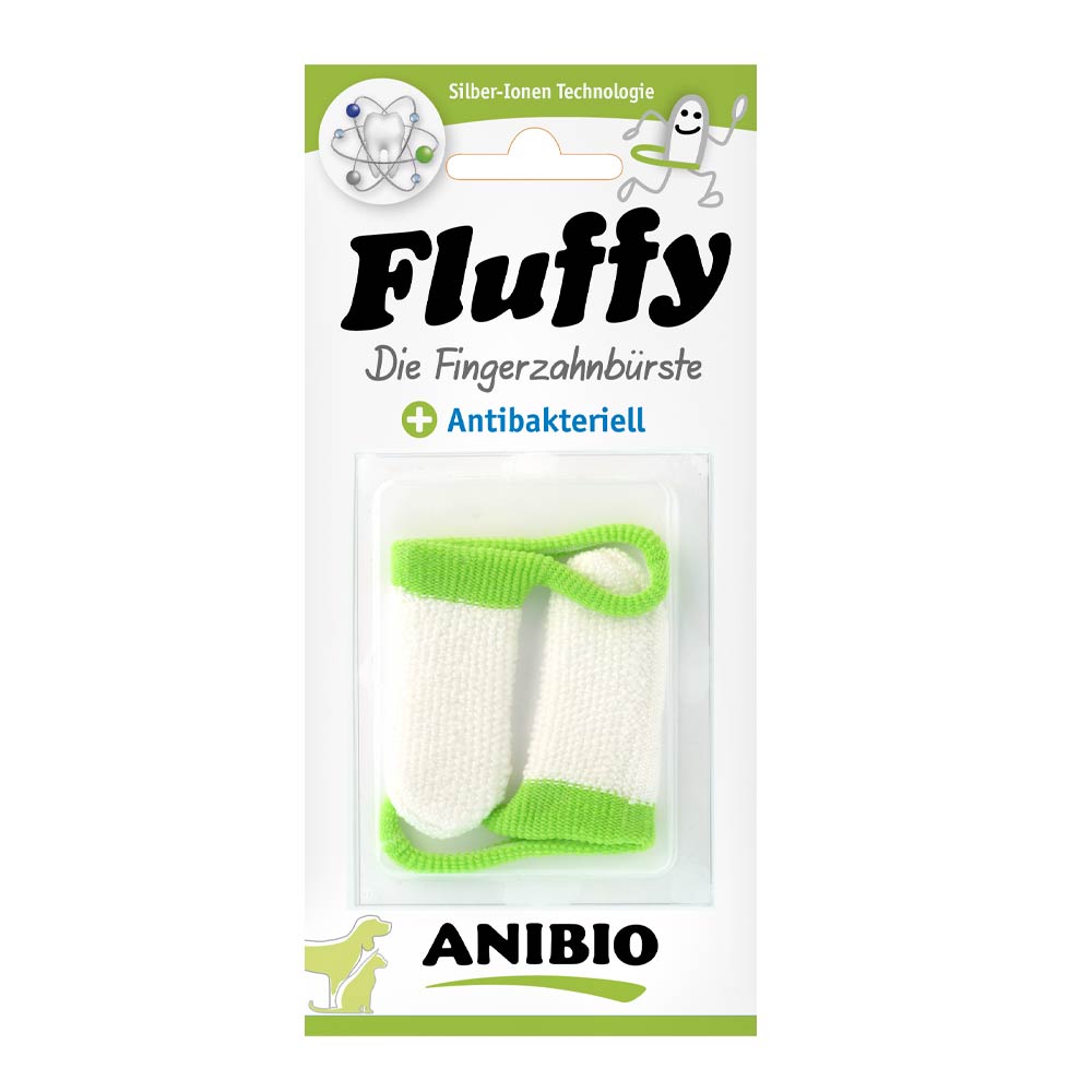 FLUFFY Fingerzahnbürste von Anibio – antibakterielle Zahnpflege mit Silber-Ionen für Hunde und Katzen, sanft und effektiv