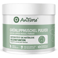 AniForte® Grünlippmuschel Pulver für Hunde, unterstützt die natürliche Gelenkfunktion mit 100% natürlichen Zutaten aus Neuseeland.