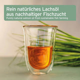 Rein natürliches Lachsöl aus nachhaltiger Fischzucht, ideal für Hunde, Katzen und Pferde zur Unterstützung von Haut, Fell und Gelenken.