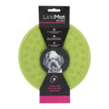 Grüne Licki Mat mit starkem Saugnapf – rutschfeste Gummischale aus Naturkautschuk, ideal zum Befüllen mit Leckerlis, für entspannte Fellpflege oder stressfreie Badezeiten bei Hund und Katze.