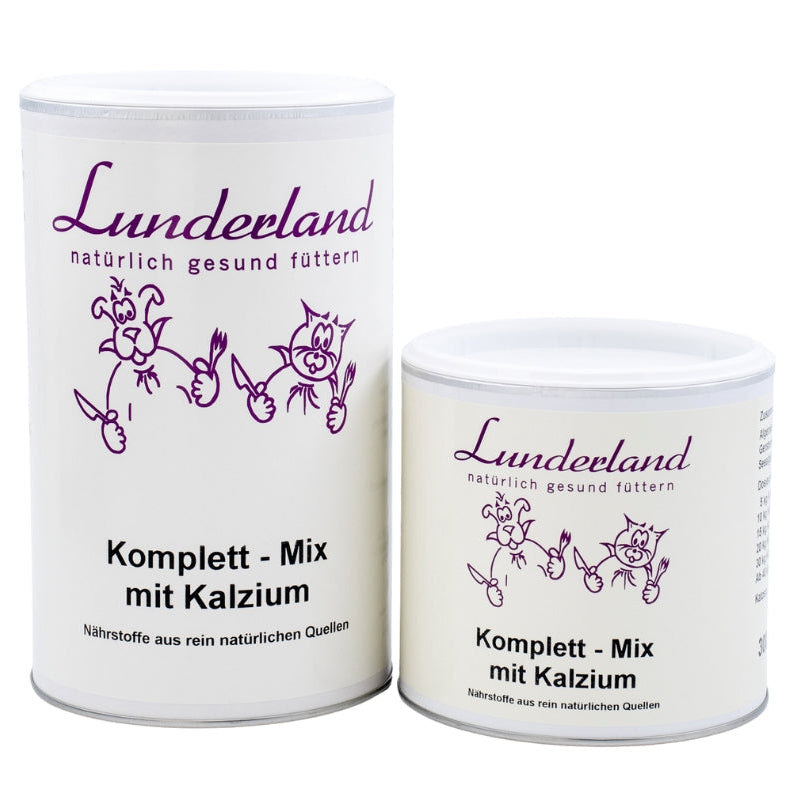 Lunderland Komplett-Mix mit Kalzium – Organische Zusatznahrung für Hunde und Katzen mit Algenkalk, Spirulina, Hagebuttenschalen und weiteren natürlichen Rohstoffen zur Unterstützung von Vitalität, Knochen, Fell und Immunsystem.