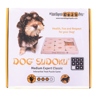 My Intelligent Dogs® Sudoku Medium Expert Classic in Originalverpackung – Intelligenzspielzeug aus Holz mit 9 Feldern und 8 Schiebeelementen für mittelgroße Hunde, fördert geistige Auslastung und Spielspaß.