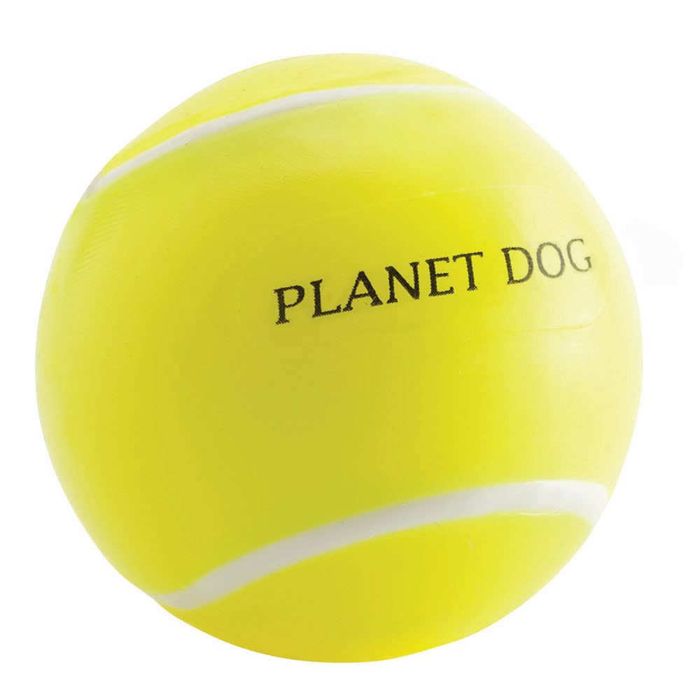 
Großaufnahme des Orbee-Tuff® Sport Tennisballs für Hunde – strukturierte Oberfläche, sichtbare Leckerli-Öffnung, grüne Farbe mit Tennisball-Design