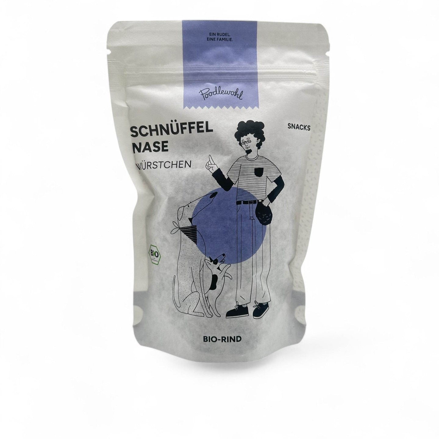 Pfotis Bio-Rind Würstchen – Proteinreicher Hundesnack aus 100 % Bio-Rind, in praktischen 3–4 cm langen Würstchenform, ideal als Belohnung oder Snack.