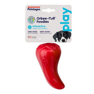 Planet Dog Foodies Chilli Pepper Hundespielzeug aus robustem, BPA- und phthalatfreiem Material mit natürlichem Minzöl für frischen Atem und Zahnpflege, 7,5 cm lang, recycelbar und sicher für kleine bis mittelgroße Hunde.
