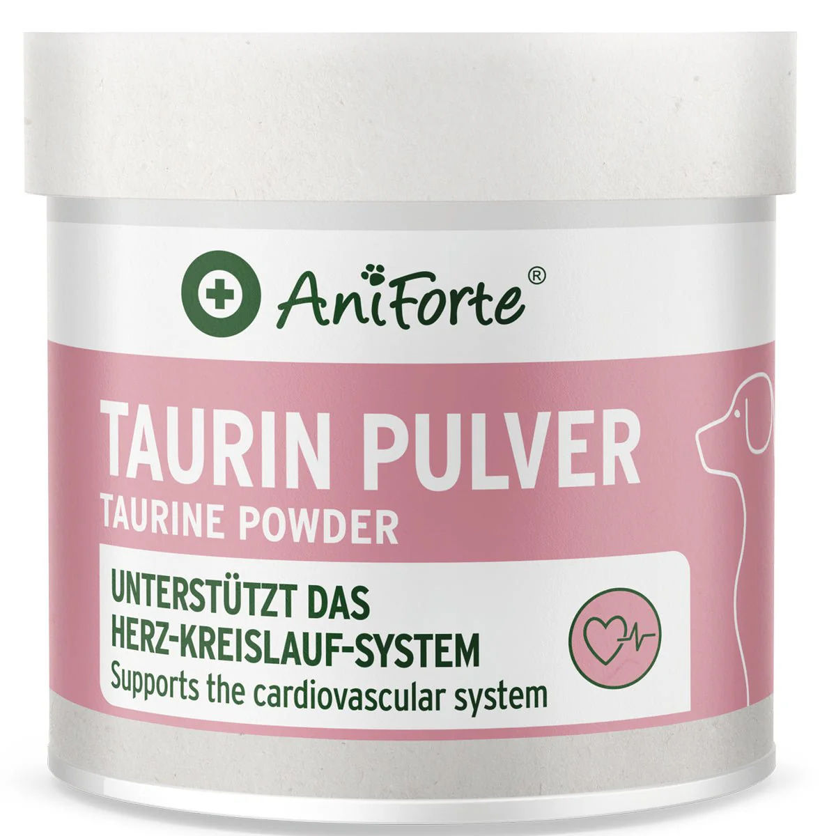 AniForte® Taurin Pulver für Hunde in Dose, essentielle Aminosäure zur Unterstützung des Herz-Kreislauf-Systems, Nahrungsergänzung für Hunde, 0,5 g Tagesdosierung, natürlich und hochwertig